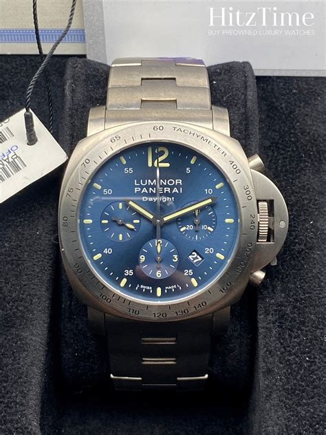 panerai luminor chrono daylight 44mm titanium blue dial|luminor Panerai daylight watch price.